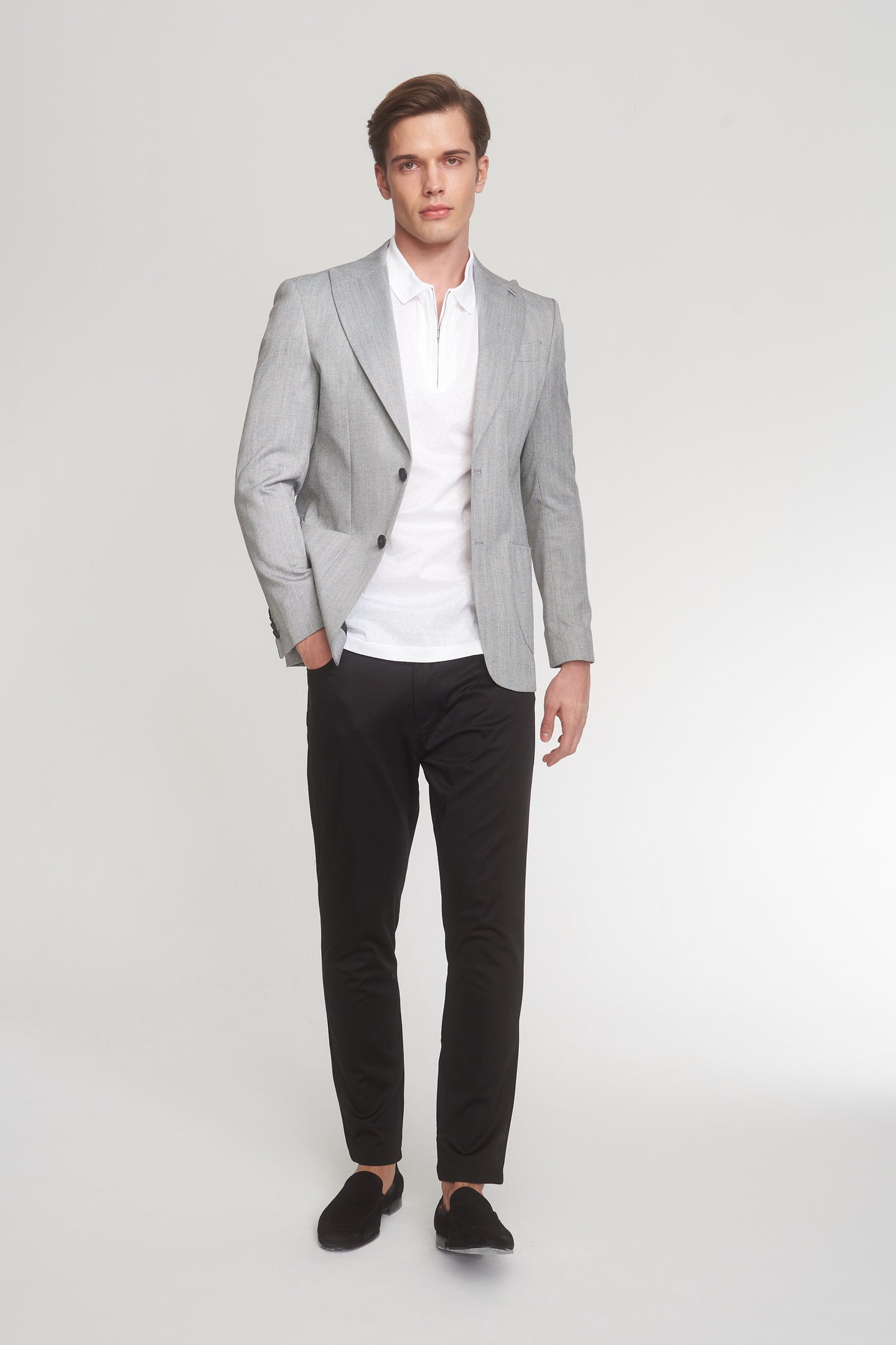 Black Cotton Slim Fit Trousers